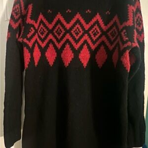 Banana Republic Black and Red Geometric Long Sleeve Dress